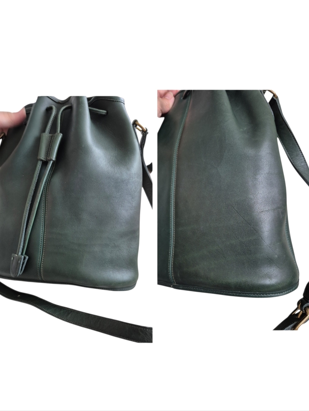 Vintage Coach Dark Green Leather USA Bucket Bag - Picture 11 of 15